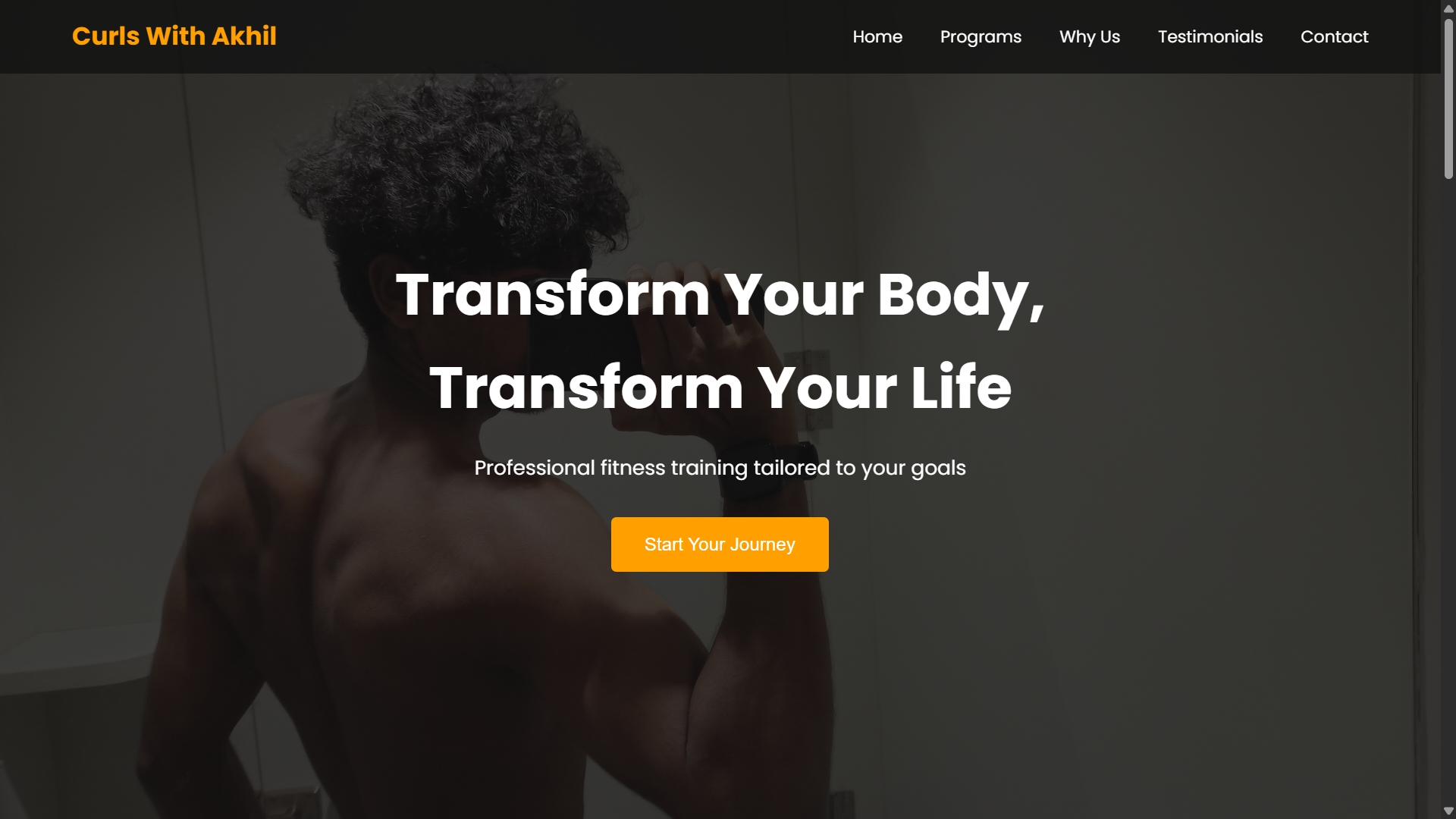 Curls With Akhil fitness website project by Akhil K B