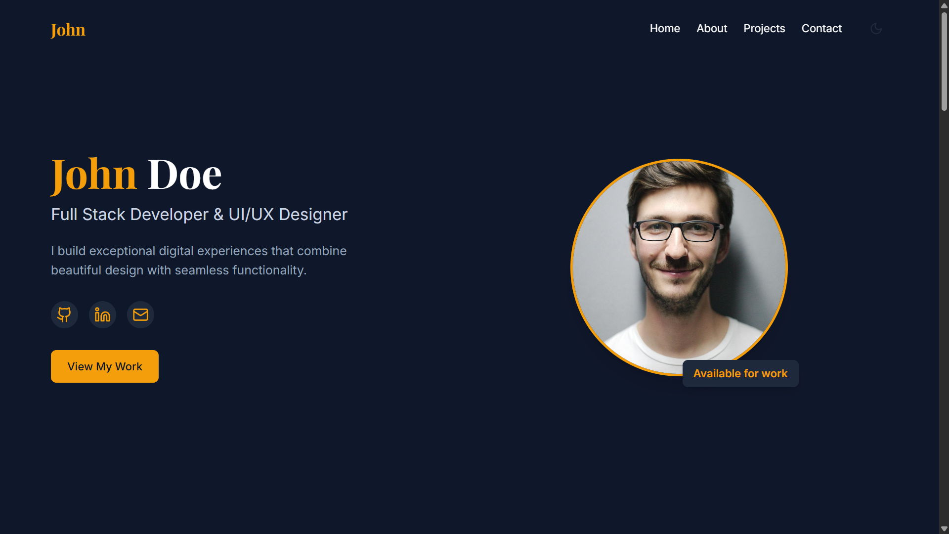 John Doe Portfolio website design by Akhil K B