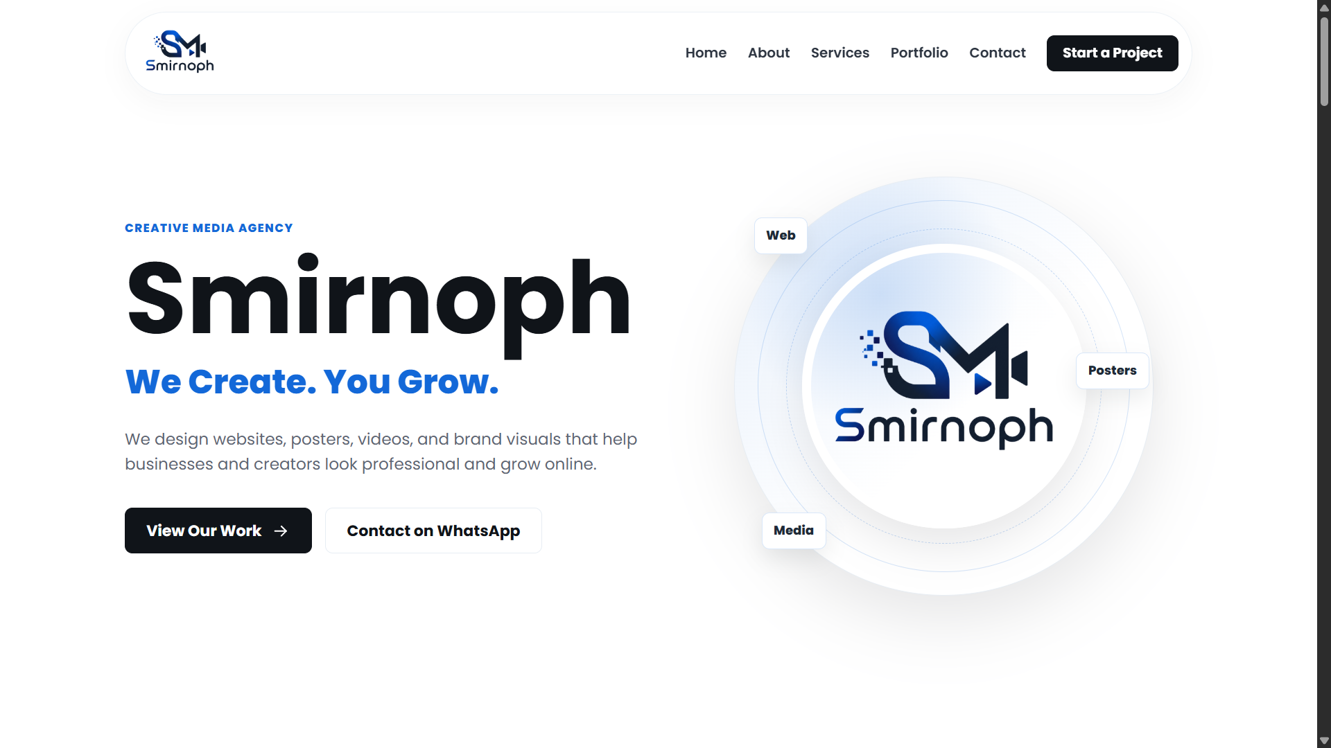 Smirnoph Media creative agency website by Akhil K B