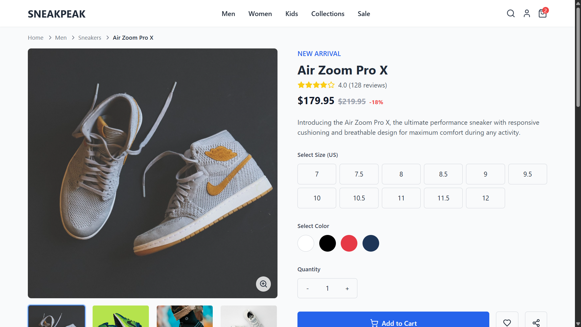 SneakPeak ecommerce product page by Akhil K B